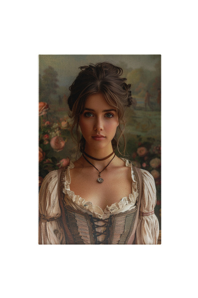 StoryGift Romania Tablou Canvas Femeie Medievala In Rochie Cu Lant La Gat Si ...