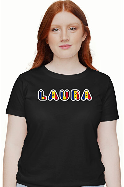 StoryGift Romania Tricou Femei Cu Numele Laura, Romania, Suporter, Steagul Ro...
