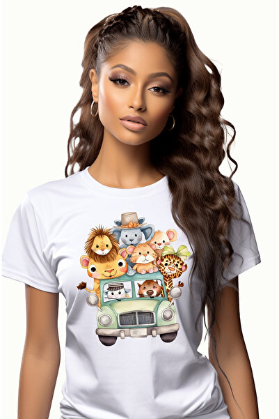 StoryGift Romania Tricou Femei cu mai multe animale de la gradina zoologica i...