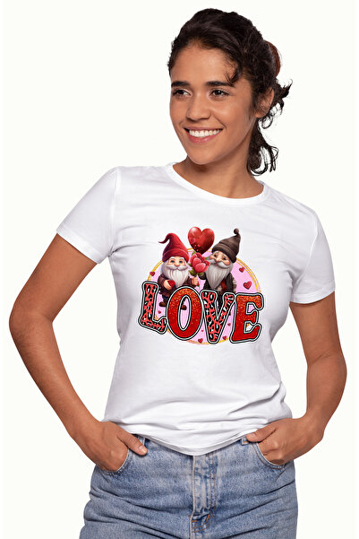 StoryGift Romania Tricou Femei cu 2 pitici cu barbi lungi cu mesajul "Love", ...