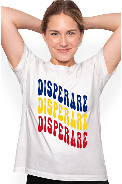 StoryGift Romania Tricou Femei Cuvantul Disperare, in Culorile Steagului Roma...