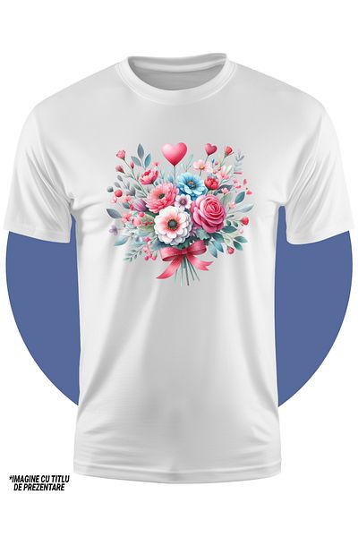 StoryGift Romania Tricou Copii Cu Un Buchet De Flori Pentru Persoana Iubita, Ilustratie, Trandafir, Aprecier