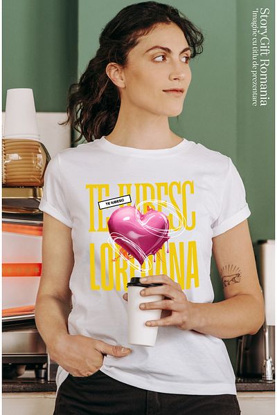 StoryGift Romania Tricou Femei Te Iubesc Loredana, Dragoste, Inima, Iubire, Sfantul Valentin, Drag WHT_M