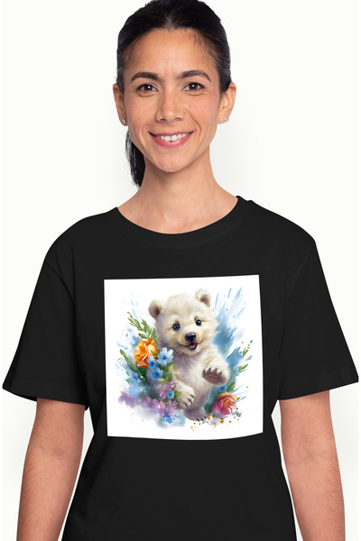 StoryGift Romania Tricou Femei cu un urs polar care alearga, ilustratie, juca...