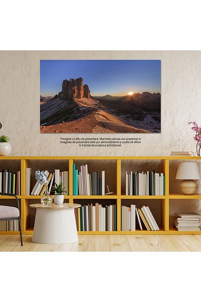 StoryGift Romania Tablou Canvas - Aventura In Alpii Dolomiti: Peisaj Alpin Cu Stanci, Creasta Muntilor Si Cer Sen