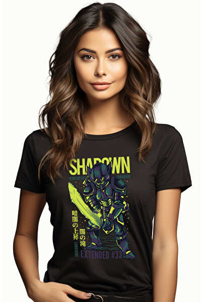 StoryGift Romania Tricou Femei Cu Text In Engleza Shadown Knight, Cavaler Cu Sabie Stralucitoare, BLK_L