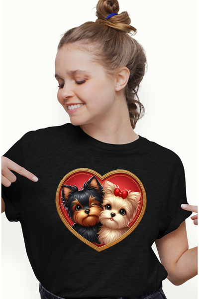 StoryGift Romania Tricou Femei cu o catelusa si un catel de talie mica, ilust...