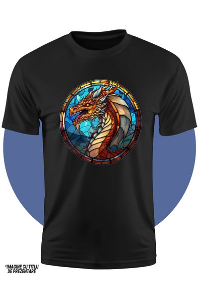 StoryGift Romania Tricou Copii Cu Un Dragon Furios In Stil Mozaic, Ilustratie, Sticla, Anul Dragonului, Abst