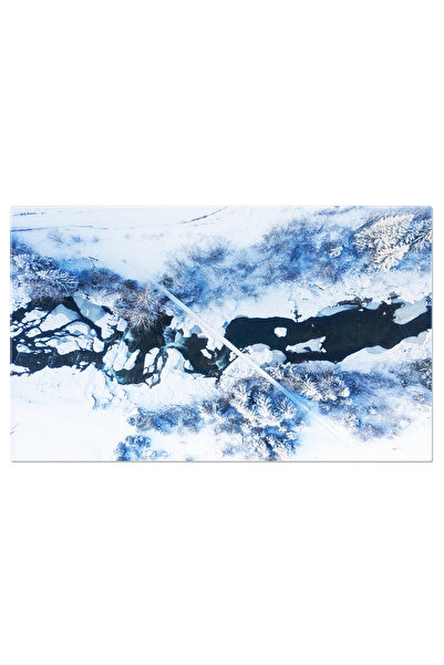 StoryGift Romania Tablou Canvas Pod Si Rau Iarna Aerian, Iarna, Peisaj De Iar...