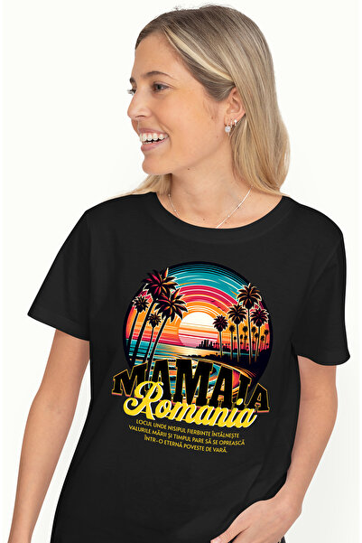 StoryGift Romania Tricou Femei Plaja din Mamaia, Romania, cu imprimeu pe Fata...