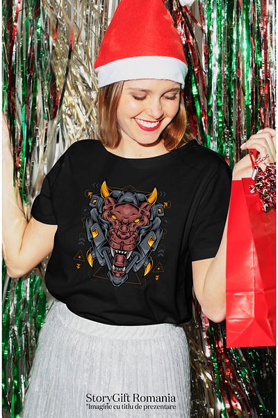 StoryGift Romania Tricou Femei Cu Leopard, Mecha, Robot, Cyberpunk, Geometric, Multicolor Cu Impr Blk_,stg