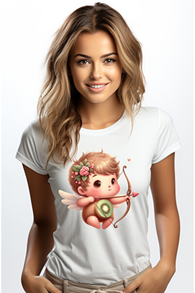 StoryGift Romania Tricou Femei cu un bebelus Cupidon, ilustratie, trage cu ar...