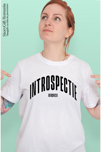 StoryGift Romania Tricou Femei Cuvantul Introspectie, Motivational, Self Help, Intelegere de Sine, WHT_L