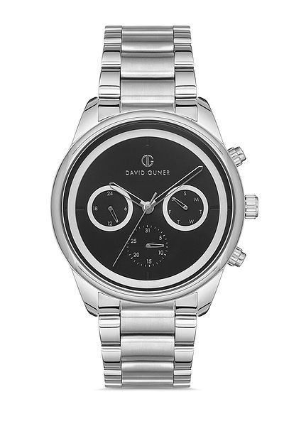 DAVID GUNER Men's Wristwatch Dg-8325Ga-A2 with Silver Coated Black Dial