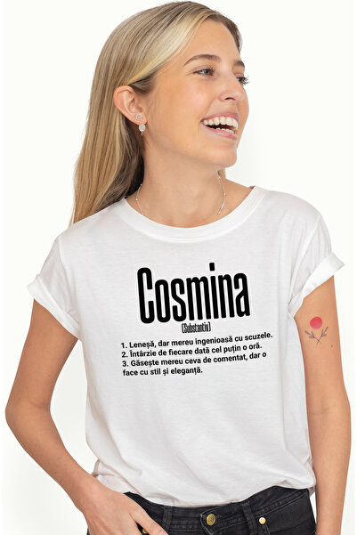 StoryGift Romania Tricou Femei Cu Numele Cosmina, si Mesaj Amuzant, Lenesa, M...