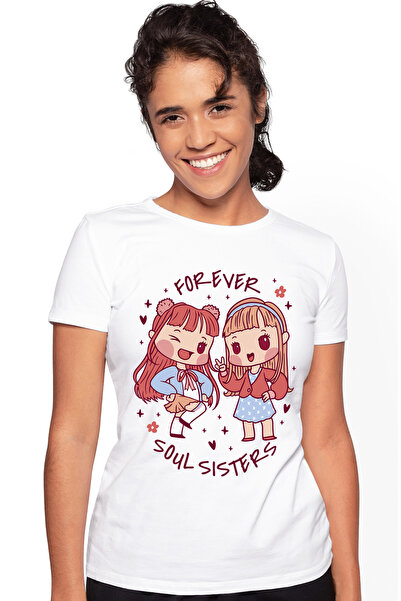 StoryGift Romania Tricou Femei Cu Doua Fete, Text Forever Soul Sisters, Cele ...