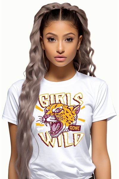 StoryGift Romania Tricou Femei Cu Text In Engleza Girls Gone wild, Tigru Urland, Fetele Devin Nebu WHT_L