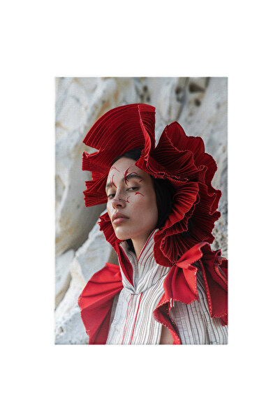 StoryGift Romania Tablou Canvas Haine Și Accesorii Feminine Futuriste Roșu Cu...