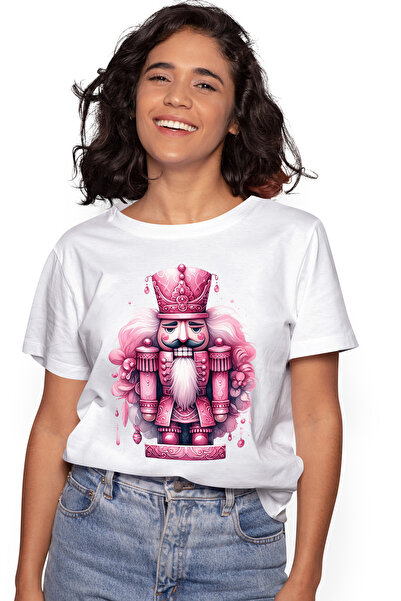 StoryGift Romania Women's T-shirt with a nutcracker, soldier, pink, "toy", for children, with WHT_L