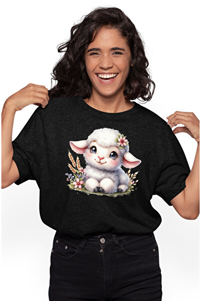 StoryGift Romania Tricou Femei cu o oita vesela care sta cuminte, ilustratie,...