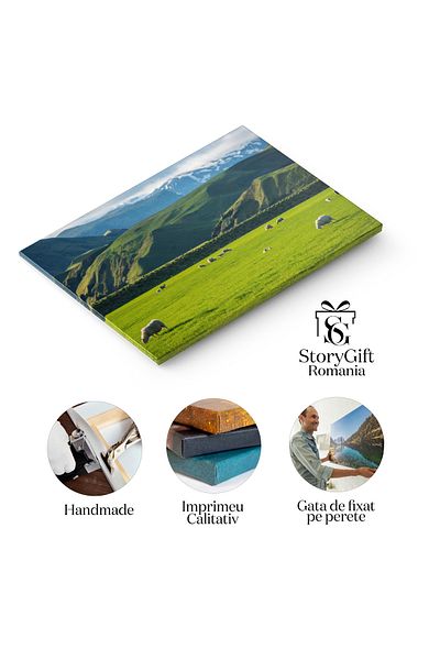 StoryGift Romania Tablou Canvas: Peisaj Nordic Cu Oi Pascand La Apus In Islanda