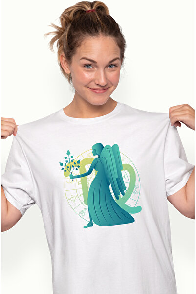 StoryGift Romania Tricou Femei Cu Zeita Zodie Fecioara, Albastru, Mituri, Zod...