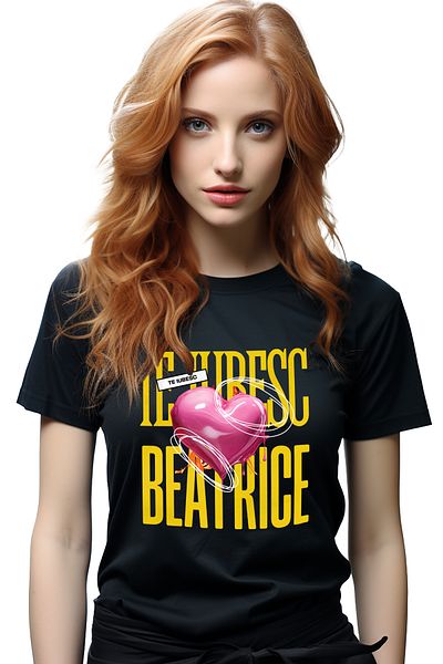 StoryGift Romania Tricou Femei Te Iubesc Beatrice, Dragoste, Inima, Iubire, Sfantul Valentin, Drag BLK_L