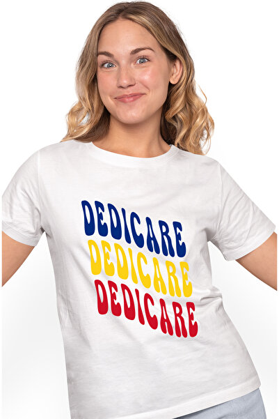 StoryGift Romania Tricou Femei Cuvantul Dedicare, in Culorile Steagului Roman...