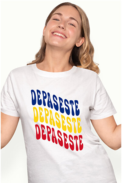 StoryGift Romania Tricou Femei Cuvantul Depaseste, in Culorile Steagului Roma...