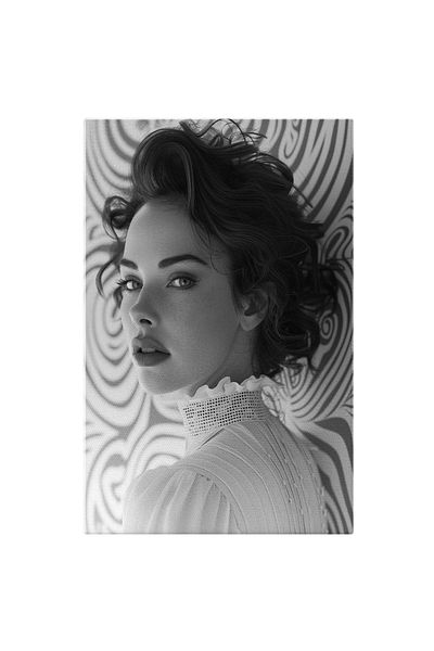 StoryGift Romania Canvas Painting 60 x 40CM Female Portrait Black and White Spontaneity Next to the Wall Hypnotizing in STG