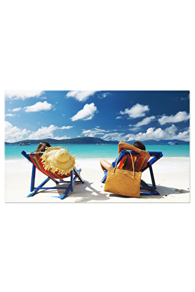 StoryGift Romania Tablou Canvas Soare Si Relaxare Cuplu Pe Sezlonguri La Mare...