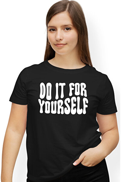 StoryGift Romania Tricou Femei cu mesajul in limba engleza "Do it for yourself" - fa-o pentru tine BLK_M