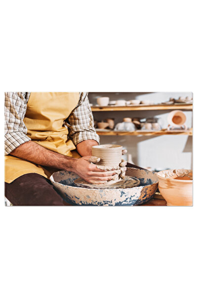 StoryGift Romania Tablou Canvas Maini Masculine Cu O Oala Ceramica Pe Roata O...