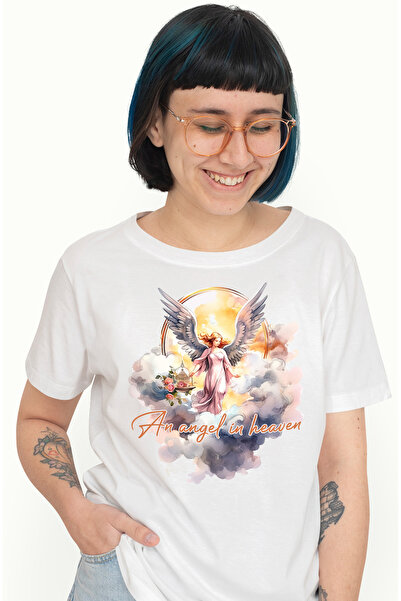 StoryGift Romania Tricou Femei cu un inger cu mesajul "An angel in Heaven", r...