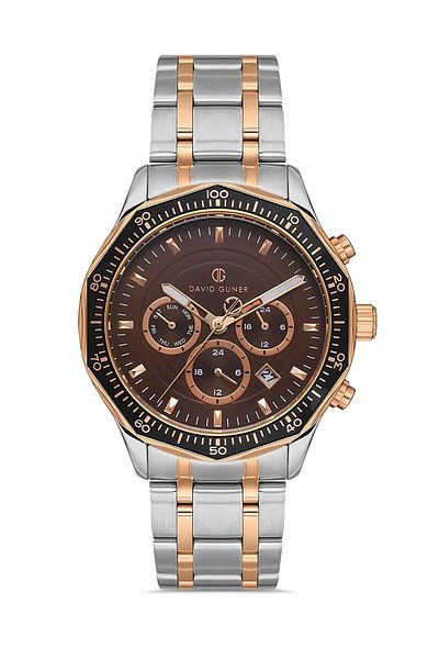 DAVID GUNER Rose White Coated Brown Dial Men's Wristwatch Dg-8419Ga-E6