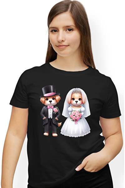 StoryGift Romania Tricou Femei cu o catelusa si un catel la nunta, ilustratie...