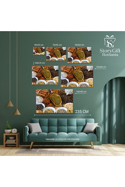 StoryGift Romania Tablou Canvas Condimente De Gatit, Ciuperci, Patrunjel, Piper Negru, Piper, Cimbru, Scortisoara
