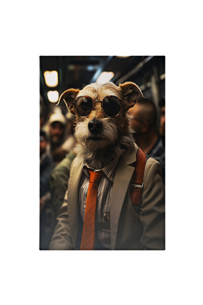 StoryGift Romania Tablou Canvas: Călătoria Urbană Cu Trenul Canin Portret Metropolitan Pictura Digitala
