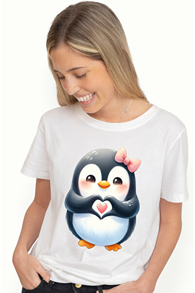 StoryGift Romania Tricou Femei cu un pinguin care face un semn in forma de in...