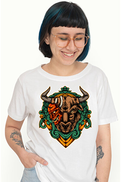 StoryGift Romania Tricou Femei Cu Bou, Masca, Oni, Demon, Multicolor cu impri...
