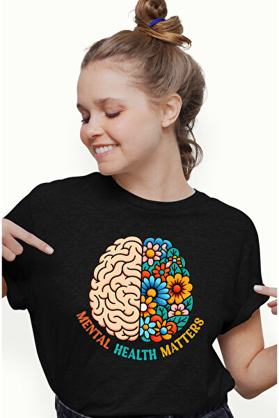 StoryGift Romania Tricou Femei cu mesajul "Mental health matters", ilustratie...