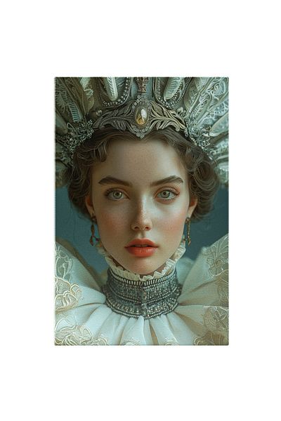 StoryGift Romania Tablou Canvas Dama Cu Ochii Stralucitori Cu Sprancene Groase Si Pistrui Cu Cercei Si Coroana P
