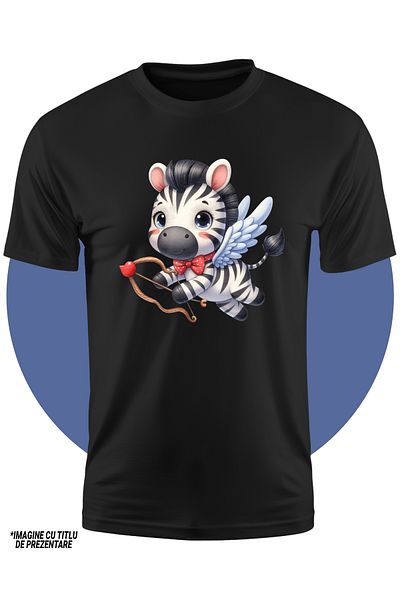 StoryGift Romania Children's T-shirt with a zebra shooting a bow, flying, wings, Cupid, falling in love, Valentine, STG4