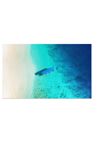 StoryGift Romania Tablou Canvas Apa Albastra Panorama De Vara Apa, Textura, V...