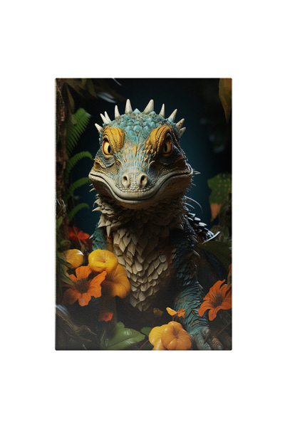 StoryGift Romania Tablou Canvas: Reptila Cameleon Între Flori Galbene Și Frun...