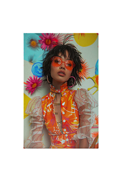 StoryGift Romania Tablou Canvas: Style Woman Cu Cercei Rotunzi Si Ochelari In...