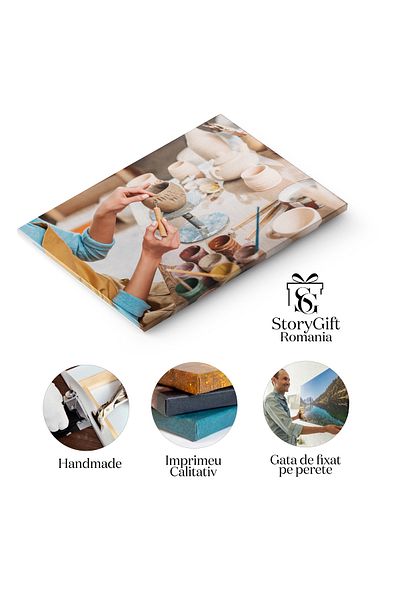 StoryGift Romania Tablou Canvas: Artista Ceramista, Creatie Manuala - Ceramica, Pasiune, Mestesug