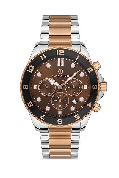 DAVID GUNER Rose White Coated Brown Dial Men's Wristwatch Dg-8243Ga-E6