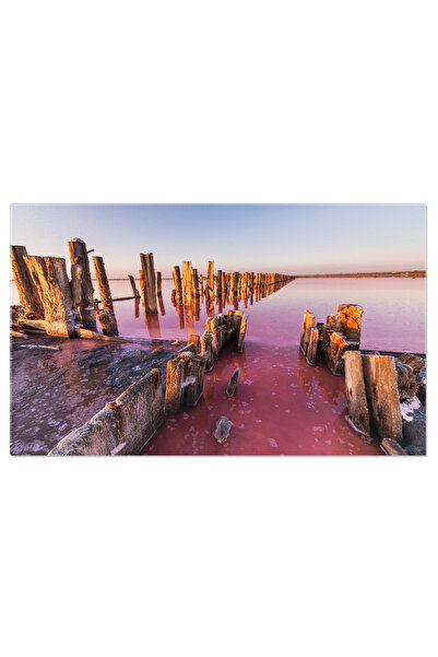 StoryGift Romania Tablou Canvas: Laguna Hutt - Peisaj Cu Lac Sarat Roz