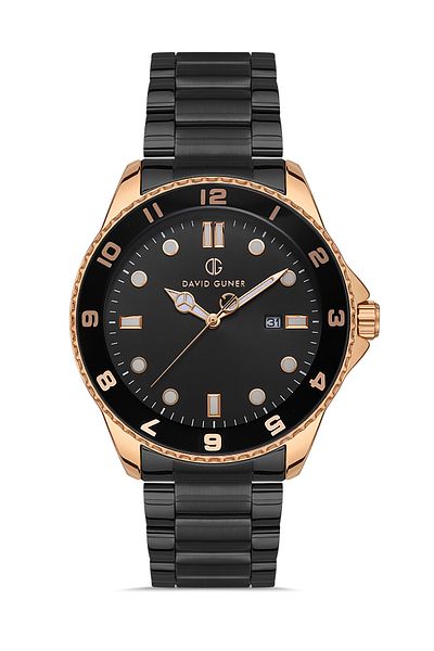DAVID GUNER Rose Black Coated Black Dial Men's Wristwatch Dg-8461Ga-R2